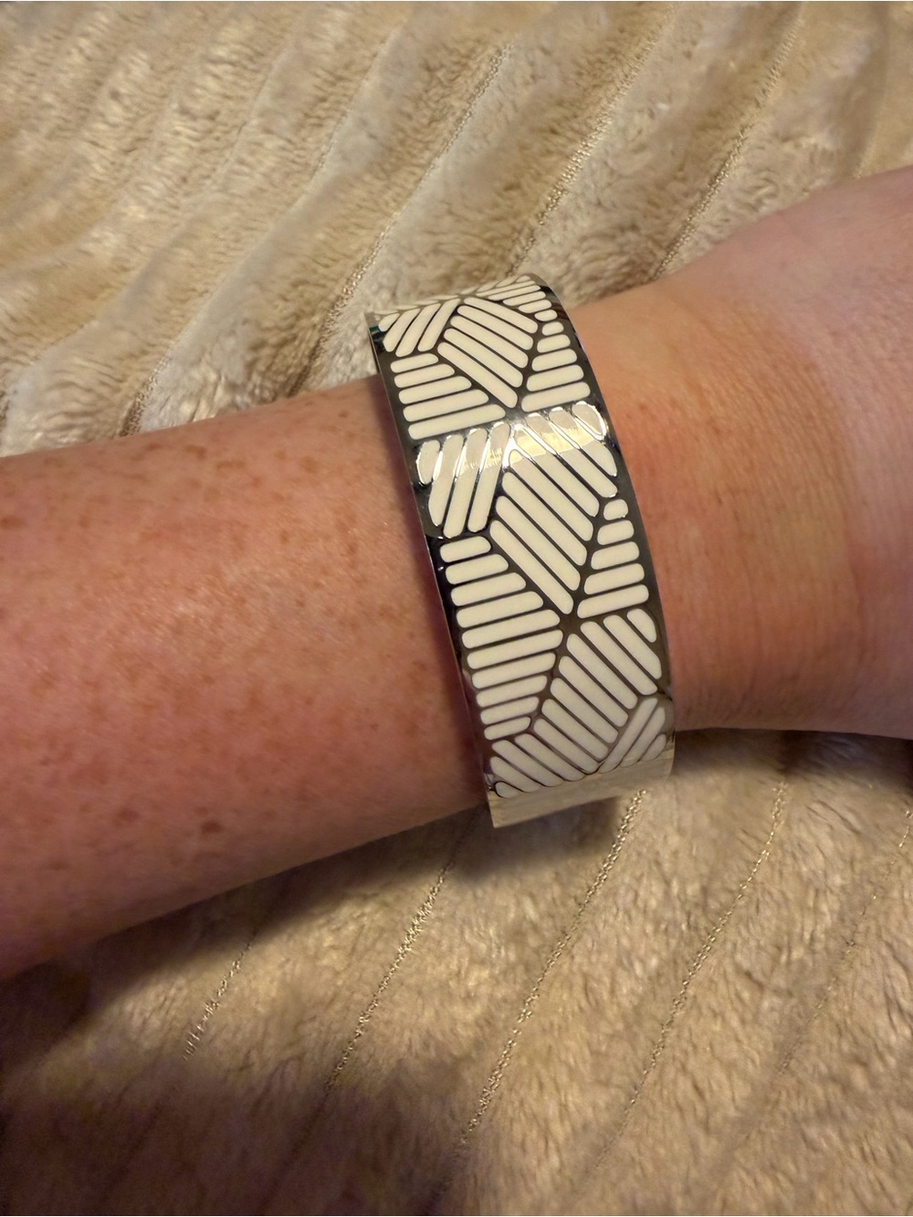 Rustic Cuff White Geometric Cuff